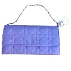 Christian Dior-Cartera lady Dior Lilac cannage billetera de cuero-Púrpura