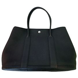 Hermès Garden Party Back Black Leather Handbag Black