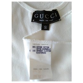 Gucci-GUCCI White Cottone Top-Branco