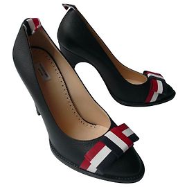 THOM BROWNE Pumps black grained leather T38,5 IT GOOD CONDITION Black