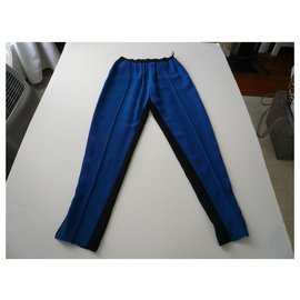 Céline-CELINE - BLUE AND BLACK PANTS T34 neuf-Blue,Dark blue