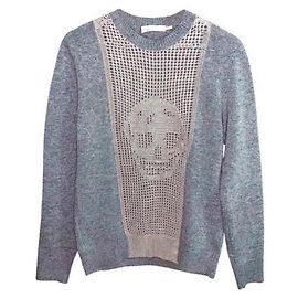 Alexander Mcqueen Knit Wool Skull Sweater Size S Grey