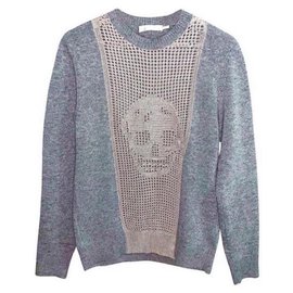 Alexander Mcqueen Strickwollschädelpullover Größe S. Grau