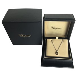 Chopard-Chopard Happy Diamonds 18K Weißgold Diamant Halskette-Silber