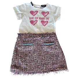 Robe D&G Junior en Coton et Tweed Multicolore Multicolore
