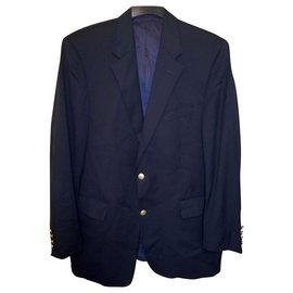 Burberry-Lana de Londres 100 Chaqueta de traje de Ottawa y corbata de seda, tamaño 54-Azul