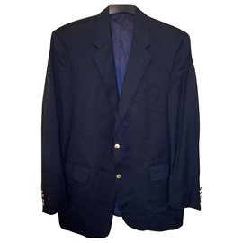 Burberry-London Wool 100 Veste de costume Ottawa et cravate en soie, size 54-Bleu