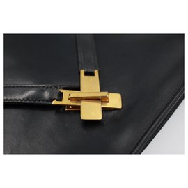 Hermès-Hermes Kelly briefcase in black leather.-Black