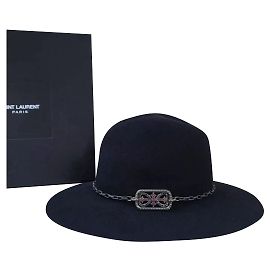 Yves Saint Laurent Diamonds Sapphires Felt Hat Black