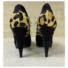 Dior-NWOB DIOR Black Suede Animal Print Heels Shoes Sz.39-Multiple colors