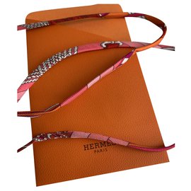 Hermès-Bufandas de seda-Rosa,Roja