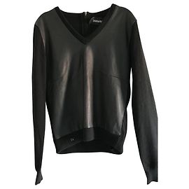 Pull Zadig & Voltaire en cachemire et cuir noir Noir