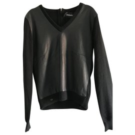 Zadig & Voltaire Cashmere and Leather Sweater Black Black