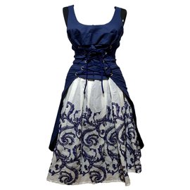 Autre Marque-Save The Queen Dresses-White,Blue