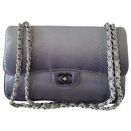 Borsa Chanel Classic Jumbo in Pitone Blu Blu