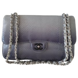 Chanel Classic Jumbo Bag Python Blue Blue