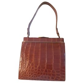 Autre Marque Sac à main en cuir de crocodile marron clair Marron clair