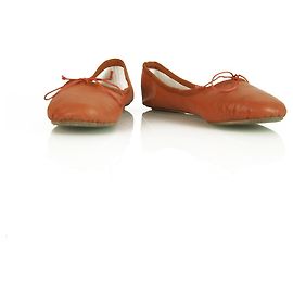 Chloé Chloe Burnt Orange Soft Leder Bow Ballerinas Flache Schuhe Größe 38.5 Orange