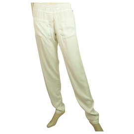 Autre Marque-Maria Calderara Off White Elastic Waist Pockets Pantalons Pantalons - taille IT 2-Blanc