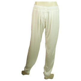 Autre Marque-Maria Calderara Off White Elastic Taillentaschen Hosen Hosen - Größe IT 2-Weiß