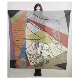 Autre Marque-Sciarpa quadrata stampa grafica di Soffya-Multicolore