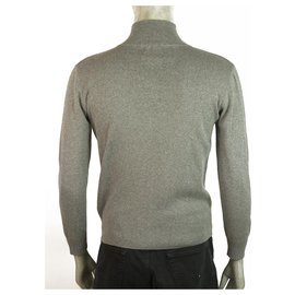 Polo Ralph Lauren-Ralph Lauren Polo Grey Zipper Front Pull en tricot de coton Garçon 14 - 16 ans ou hommes S-Gris