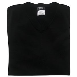Chanel Herren Pullover mit V-Ausschnitt , Jersey-Material , Größe XS Schwarz