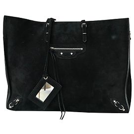 Balenciaga Paper A4 Zip Black Leather Handbag Black