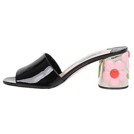 Mules Prada de charol negro punta abierta 39 Negro
