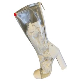Chanel-Chanel Waterfall  Clear Plastic Boots Sz. 37-White