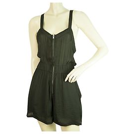 Isabel Marant Etoile Schwarz Reißverschluss vorne Strampler Spielanzug Shorts Größe 40 Schwarz