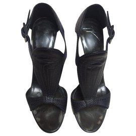Giuseppe Zanotti-sandales à talons en cuir-Noir