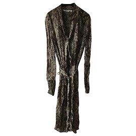 & Other Stories Langes Tunika-Kleid - Khaki / Creme-Schlangenmuster Khaki