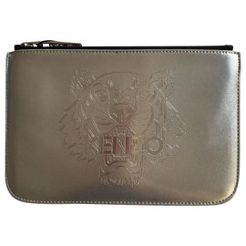 Kenzo-upperr silver small pouch-Silvery