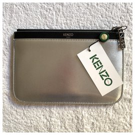 Kenzo-bolsa pequeña plateada superior-Plata