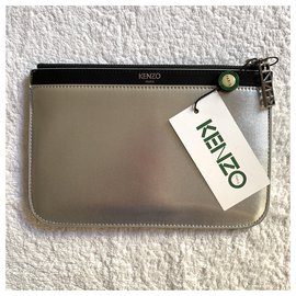Kenzo-upperr silver small pouch-Silvery