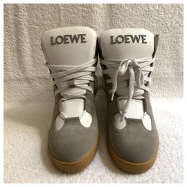 Loewe-Leather high sneakers-White