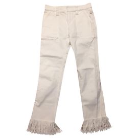 Chloé weiße Denim Jeans mit Fransen Weiß