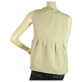 Red Valentino-Valentino Red Beige Bows Front Jacquard Floral Sleeveless Blouse Top sz 40-Beige