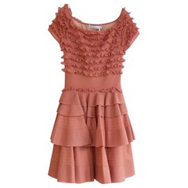 Christian Dior-Christian Dior Archive Frilled Knit Dress-Pink