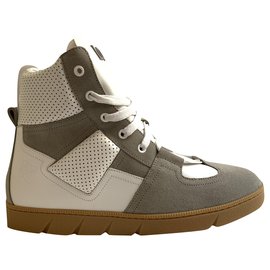 Loewe-Leather high sneakers-White