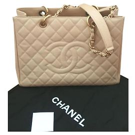 Chanel Beige Caviar GST bolso de compras GHW Beige