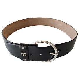 Dolce & Gabbana DOLCE e GABBANA LEATHER BELT SWAROVSKI EMBELLISHED Black