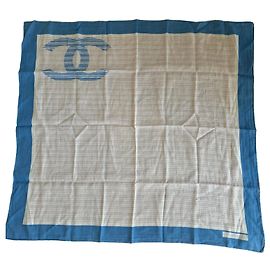 Chanel Schal aus Baumwolle blau Blau