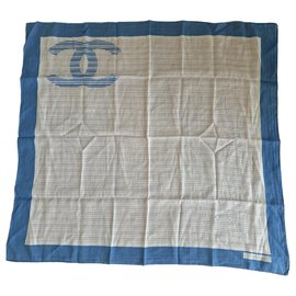 Sciarpa Chanel in cotone blu Blu