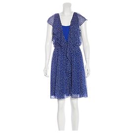Diane Von Furstenberg DvF Winifred Seidenkleid Blau Mehrfarben