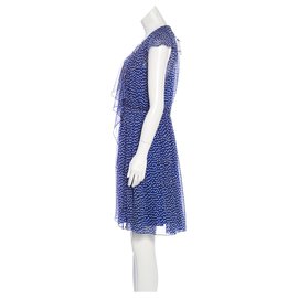 Diane Von Furstenberg-Vestido de seda DvF Winifred-Azul,Multicolor