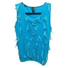 Top con flecos de Wolford Turquesa