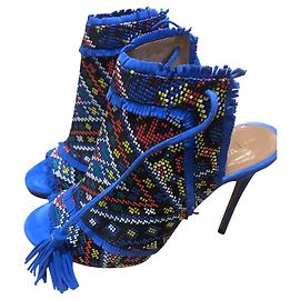 Aquazzura Patterned Leather Sandals Blue Multiple colors