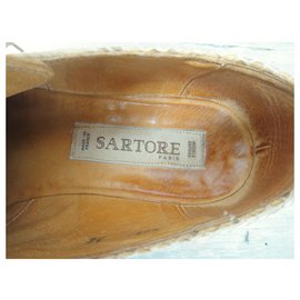 Sartore-Vintage Sartore derbies en python p 38-Beige